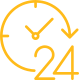 white clock with an arrow pointing downward next to the number.